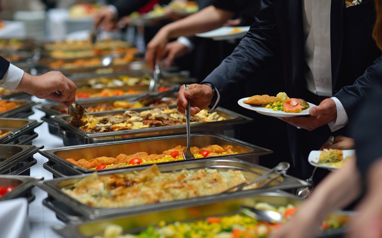 people eating during brunch event