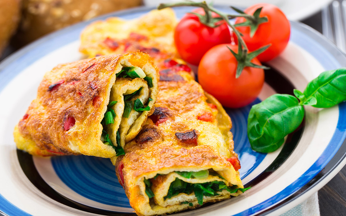 Omelette with vegetables and herbs