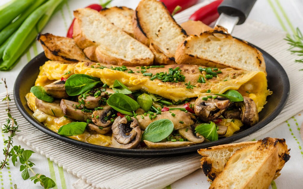 yummy omelette plate with veggies