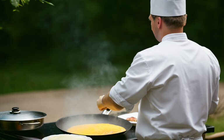 private omelette chef cooking outdoors