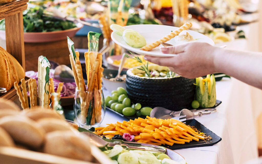 brunch catering table setup