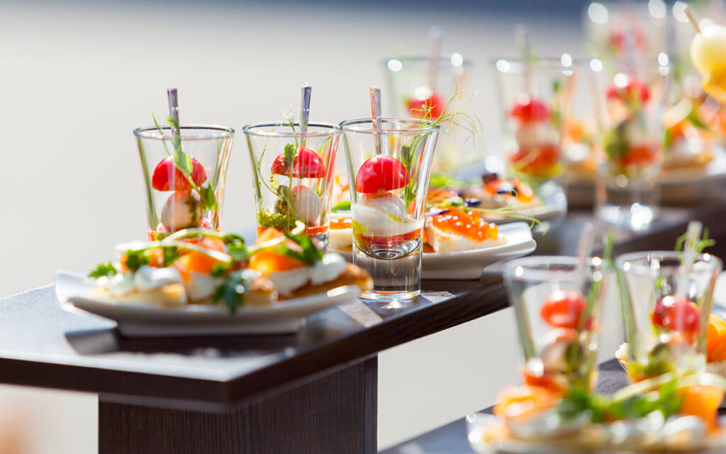 catering table with appetizers