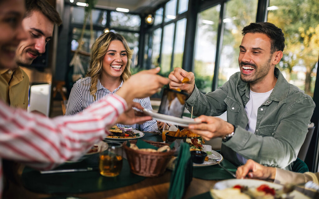 business team having brunch together