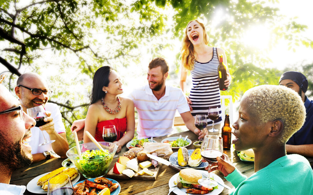 friends having a fun house brunch