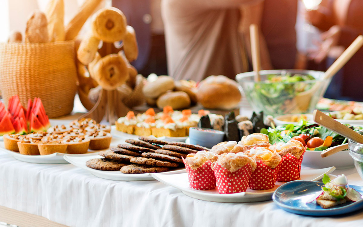 brunch catering table setup